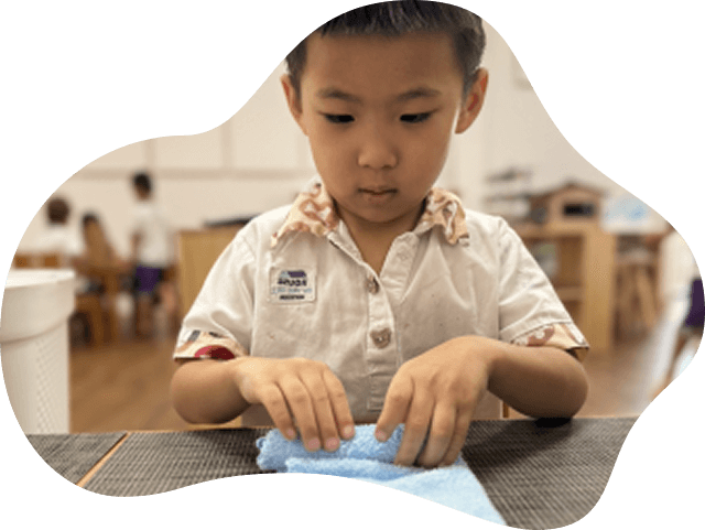 Beyond academics, children cultivate important life skills such as concentration, responsibility and resilience. With extended work cycles and personalised guidance, each child learns at their own pace, growing into a confident, capable learner prepared for primary education and beyond.