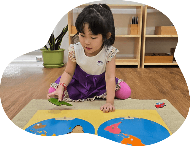 Children explore Montessori materials across practical life, sensorial, language, math and cultural subjects, fostering cognitive, physical and emotional growth. Hands-on activities build independence, focus and problem-solving skills, while encouraging curiosity, self-discovery and a genuine joy for learning.